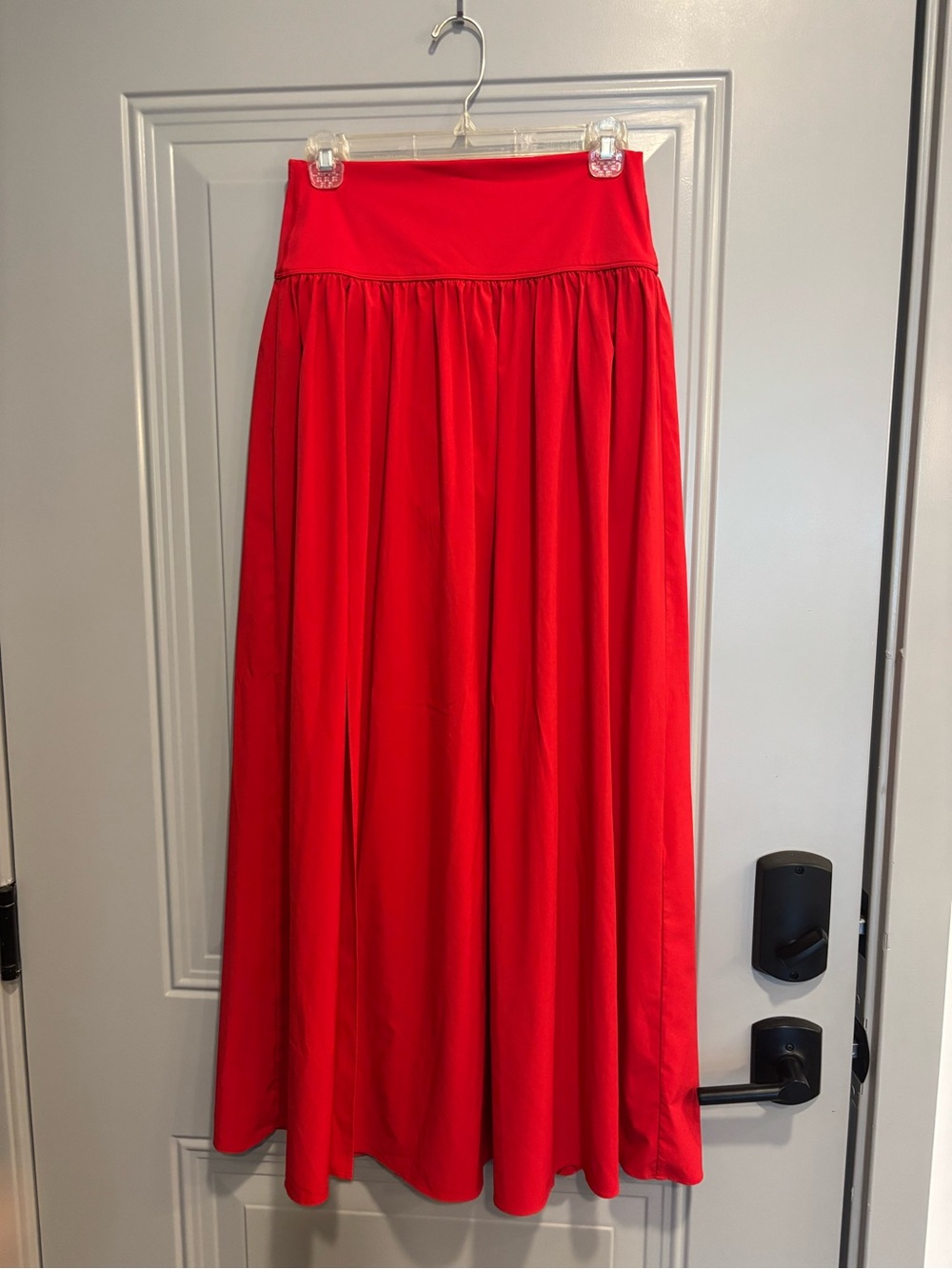 HALARA Bright Red Flowing Maxi Skirt with High Waist